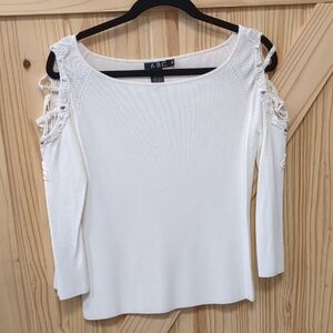 Vintage White Cut Out Shoulder Shirt
